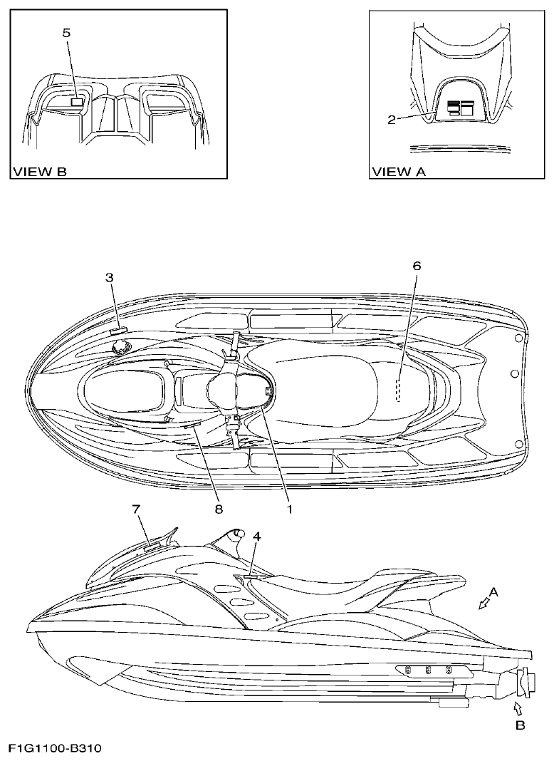 Yamaha F1G1 IMPORTANT LABELS 3 parts diagram